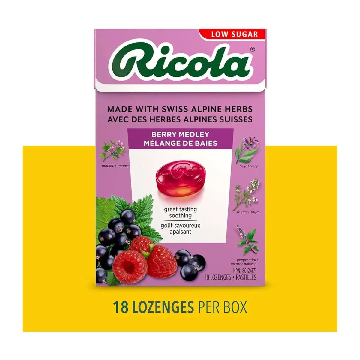 Hyg Ricola Berry Medley Lozenges 18Ct (120)- New 1