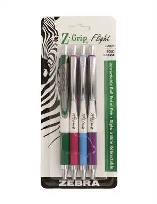 Zebra Z-Grip Retractable Ball Pen 4/Pk 1.2Mm 1