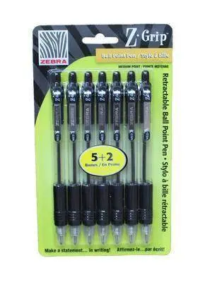 Zebra Z-Grip Black Ball Pen 7/Pk 1