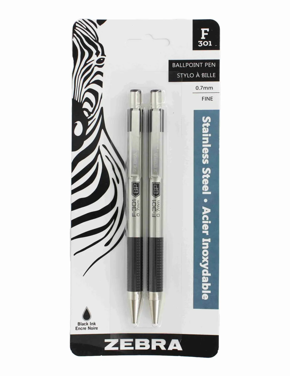 Zebra F301 Stainless Steel 2Pk Blk (29212) 1