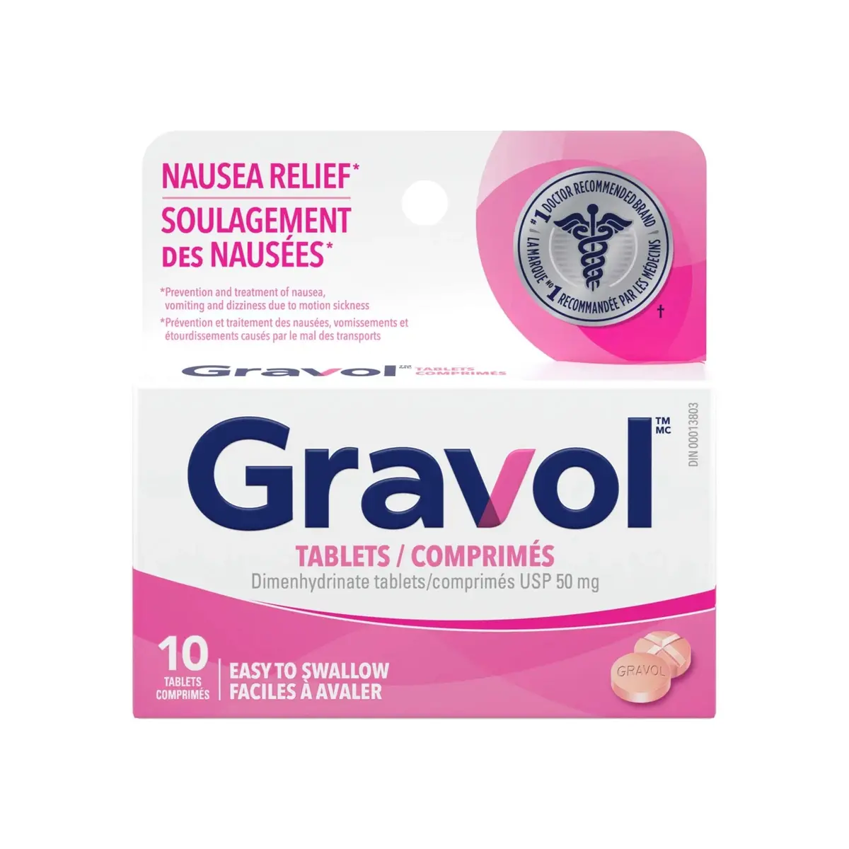 Hyg Gravol Swallow Tabs. Dimenhydrinate Usp 50Mg 10Ct (72)-New 1