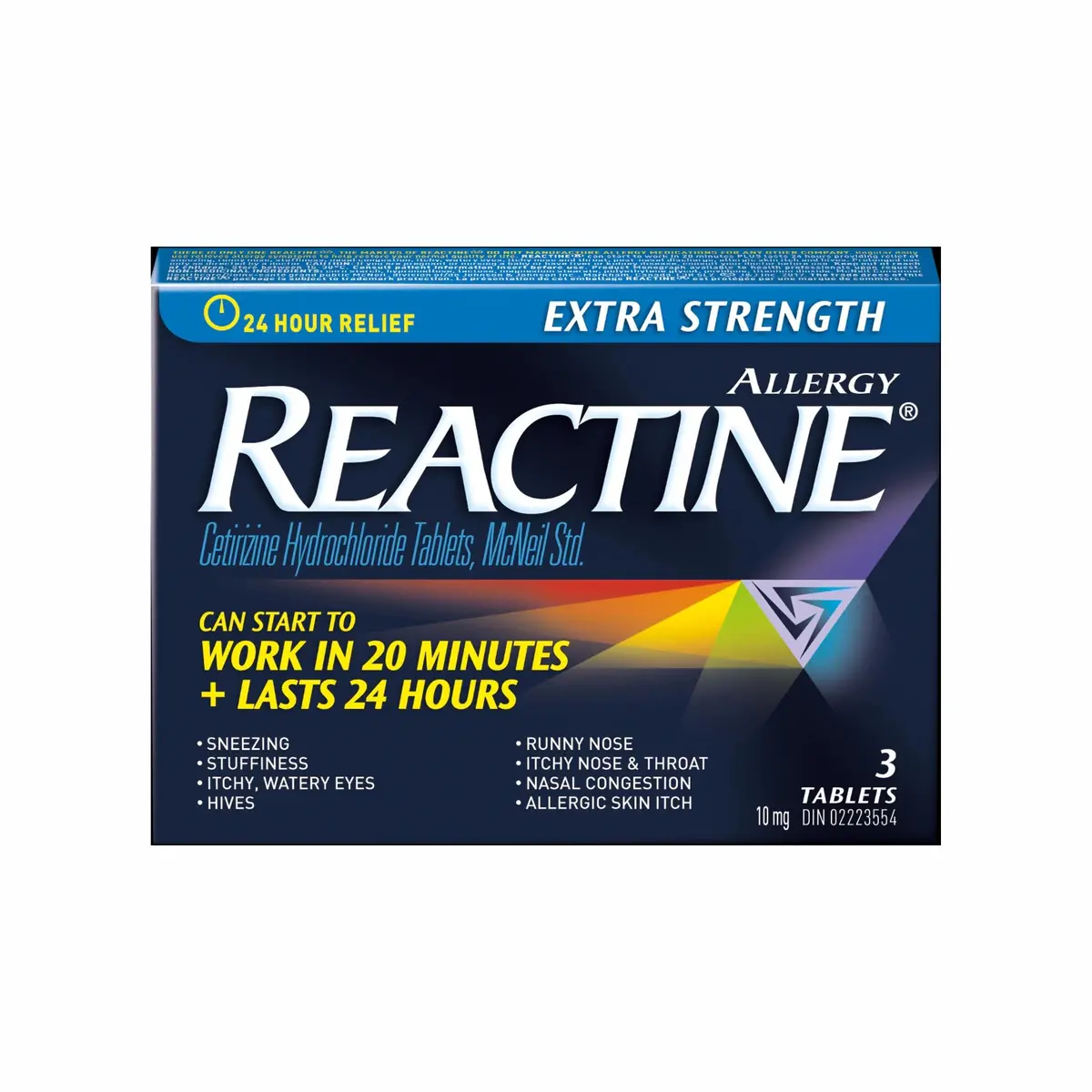 Hyg Reactine X-Strength Allergy Cetirizine Hydro Tab 10Mg 3Ct- New 1