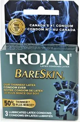 Hyg Trojan Bareskin Lubricated Latex Condom 3Ct 1