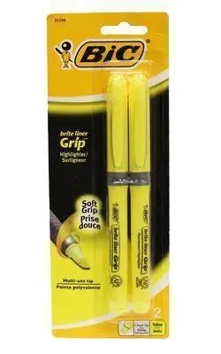 Sty Bic Brite Liner Chisel Tip 2 Pk Yellow 6/Pk 1