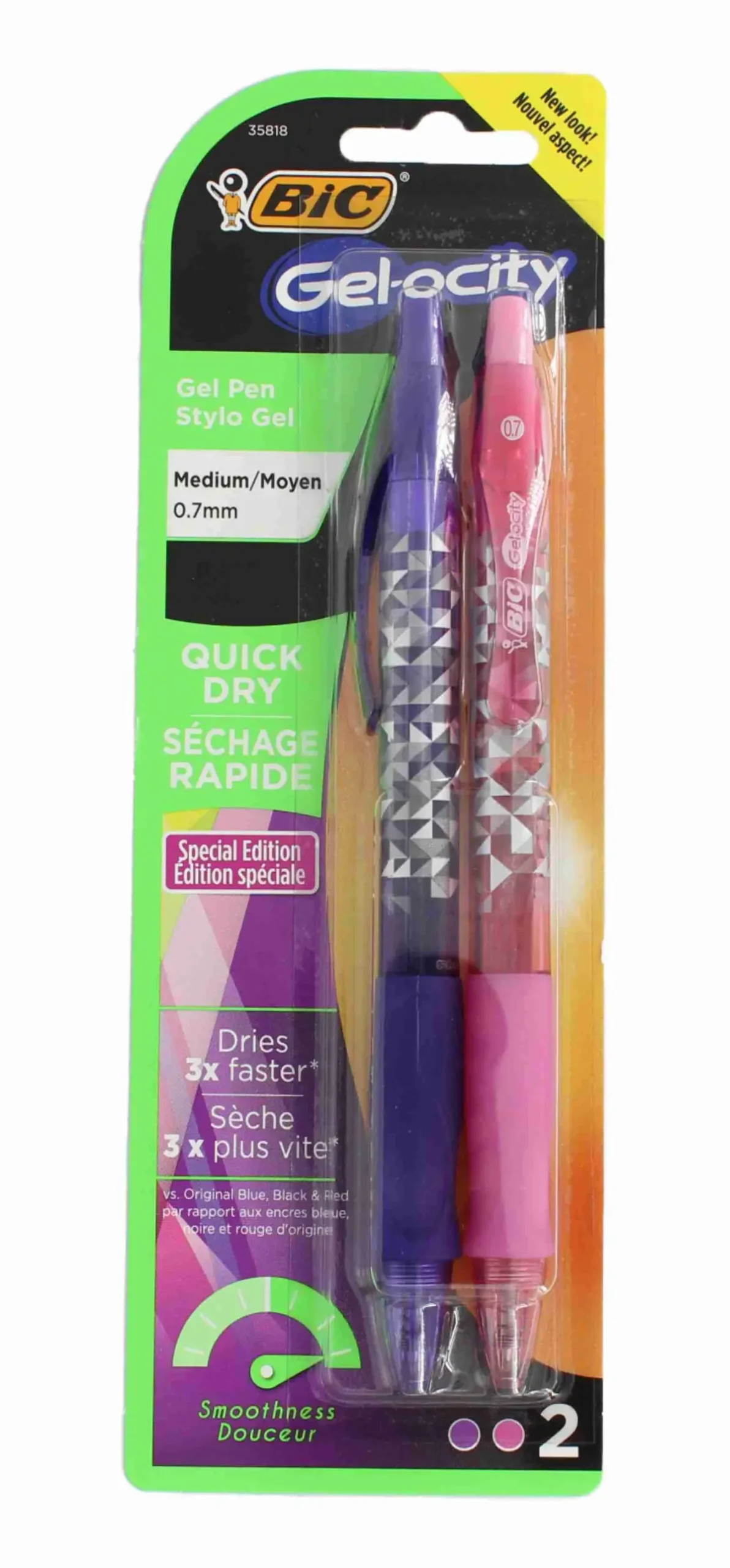 Sty Bic Gelocity Gel Pen 2Pk 0.7Mm 1