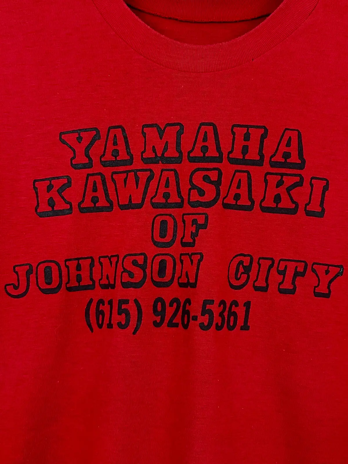 Vintage 70S 1970S Yamaha Kawasaki Motorcycles T-Shirt Johnson City Tennessee Tn Dealer Thin Soft Faded Red Mens Small S 1