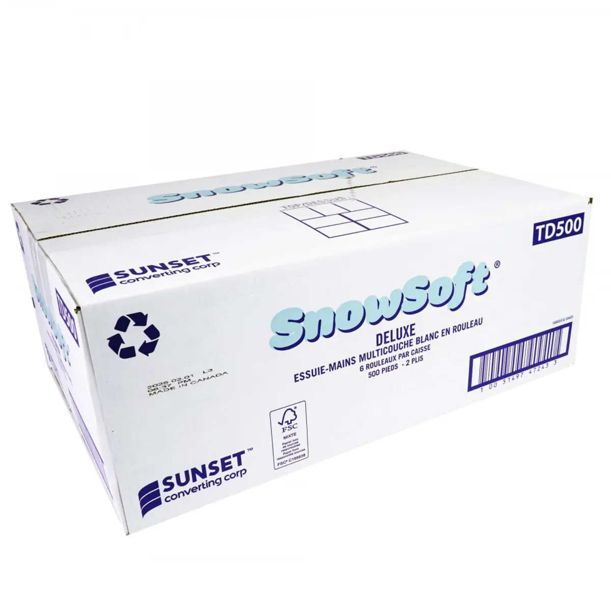 Ppr-Td500 Snow Soft P/T 7.65X500' White 6/Cs (84Cs/Skid) 1