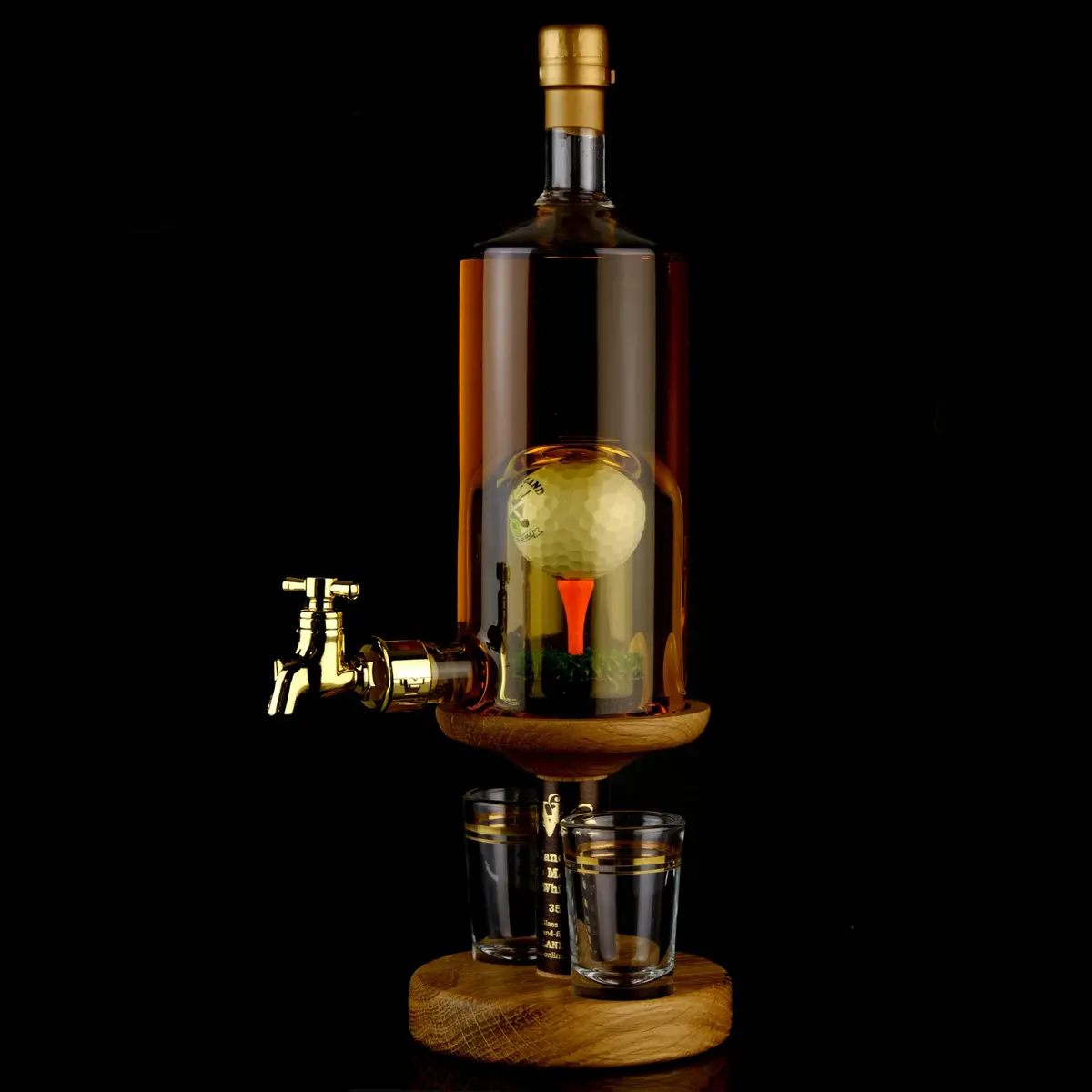 Golf Ball & Tee Decanter + Tap With Two Glasses 1