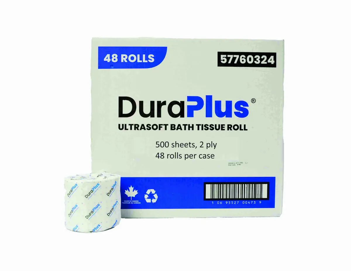 Ppr Tp Dura Plus Toilet 500 Sheet 2Ply White 48/Cs 1