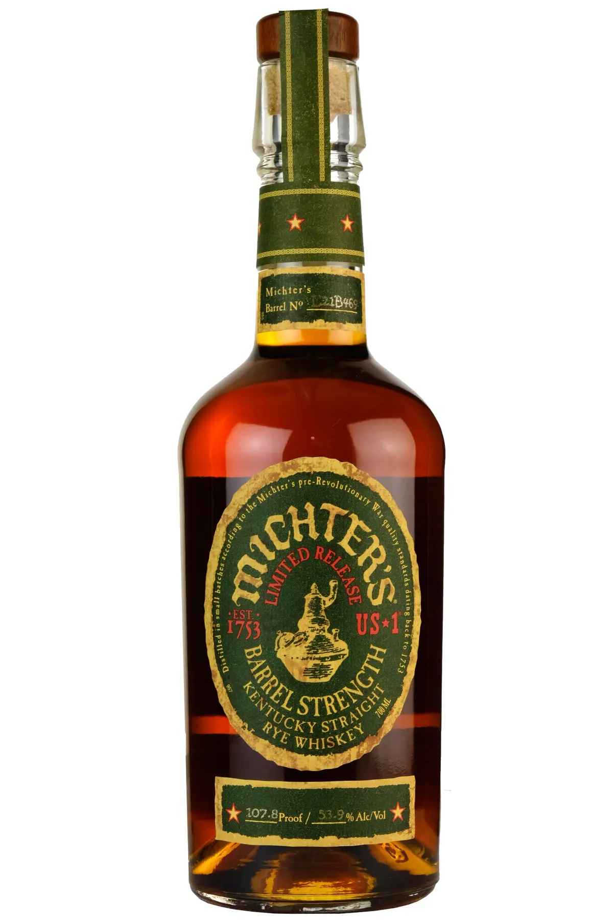 Michter's Us*1 Barrel Strength Rye Single Barrel L21b469 Bottled 2021 1