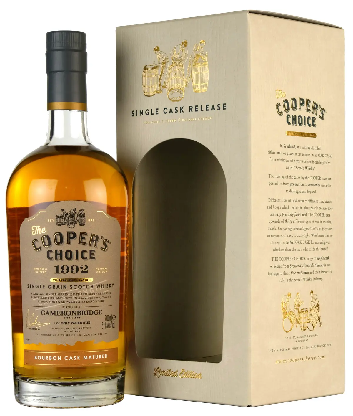 Cameronbridge 1992-2022 | 29 Year Old Cooper's Choice Single Cask 115060 1