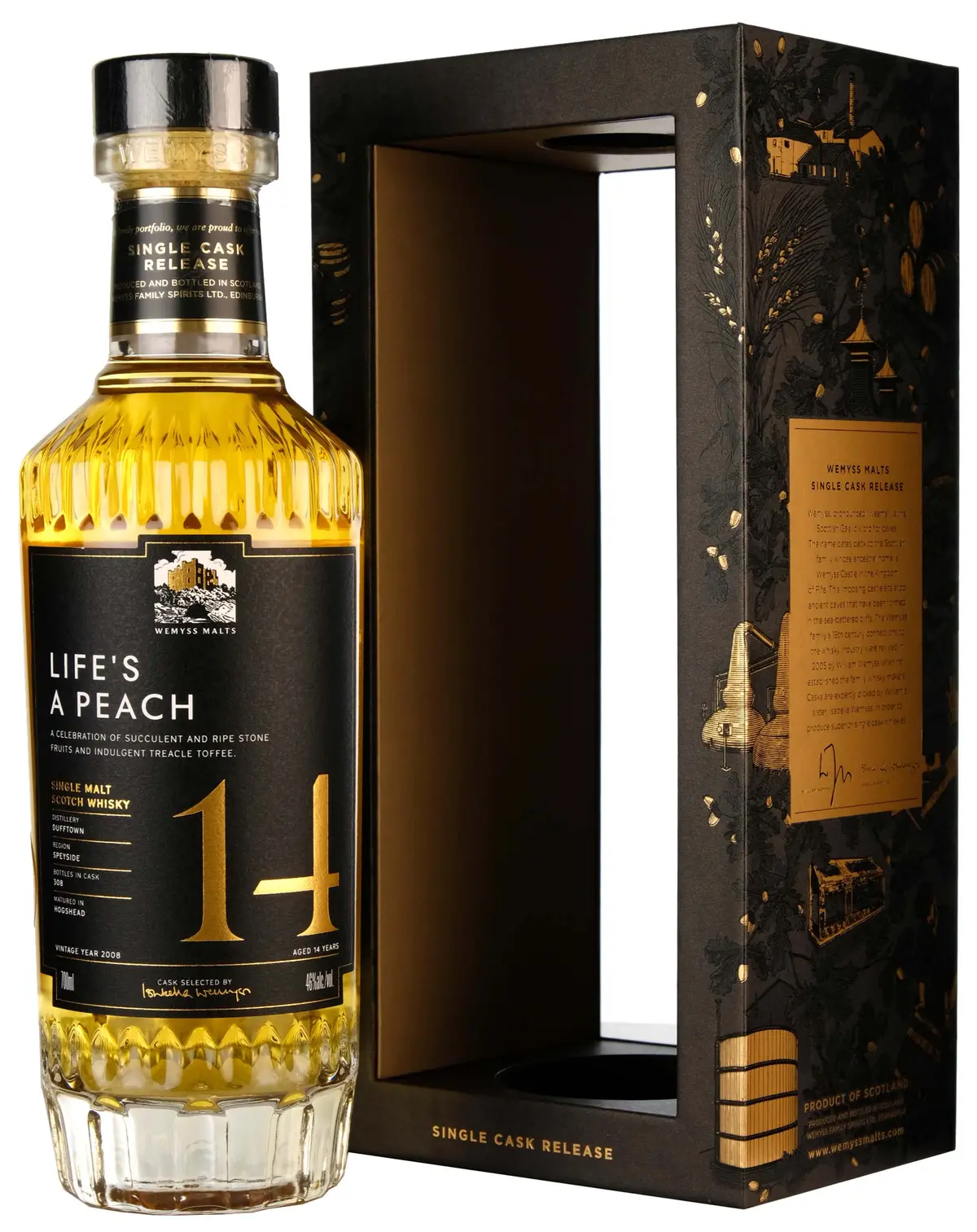 Dufftown 2008-2022 | 14 Year Old Wemyss Malts Life's A Peach Single Cask 1