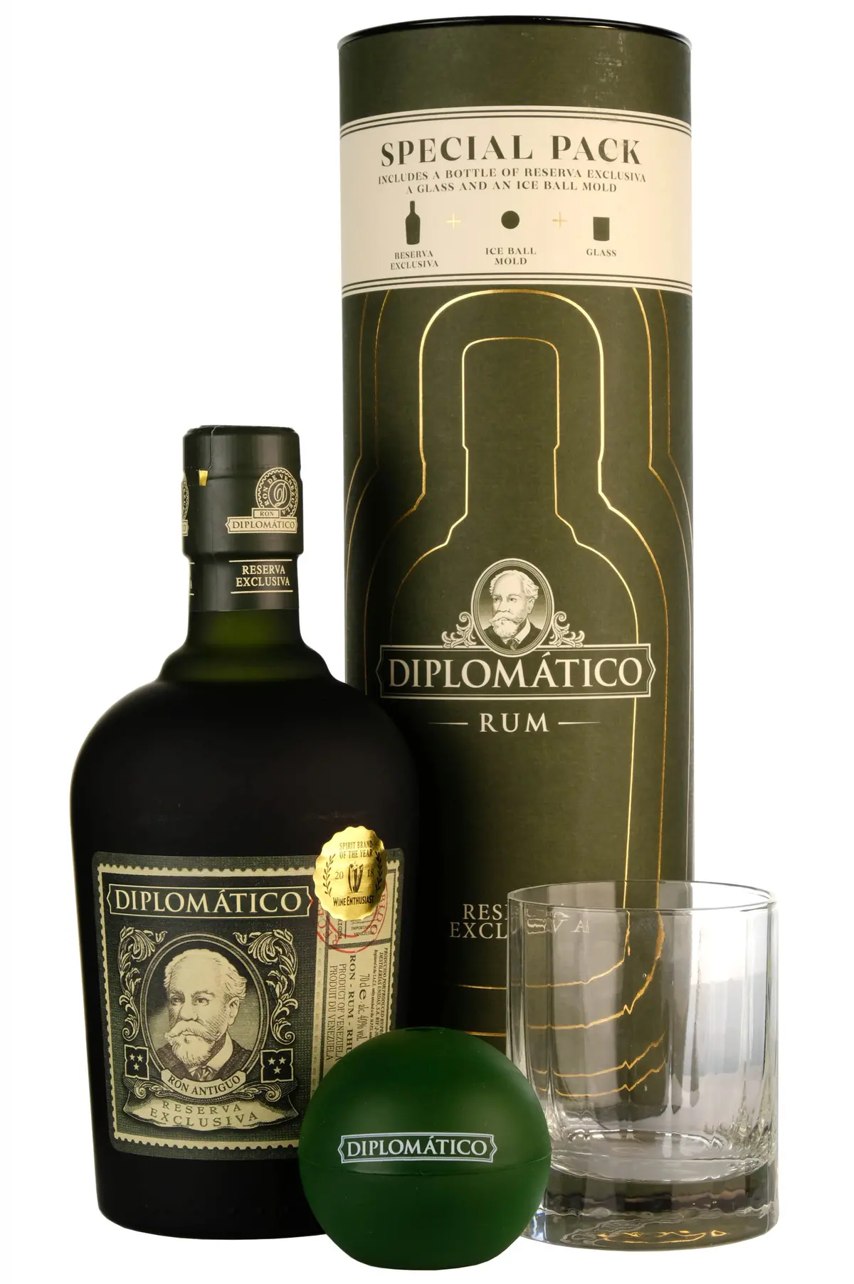 Diplomatico Reserva Exclusiva Rum | Gift Pack + Glass And Ice Ball Mould 1