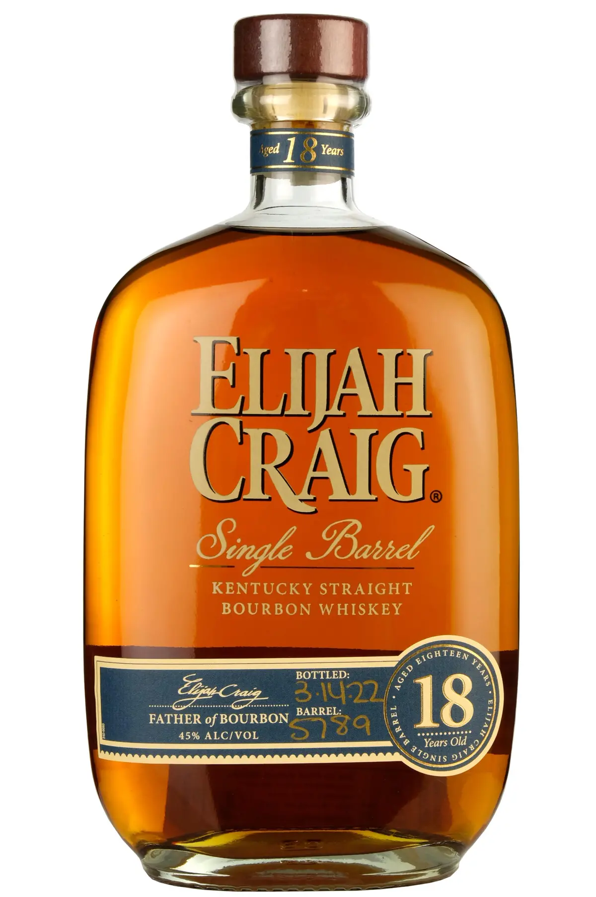 Elijah Craig 18 Year Old Single Barrel 5789 Bottled 2022 1