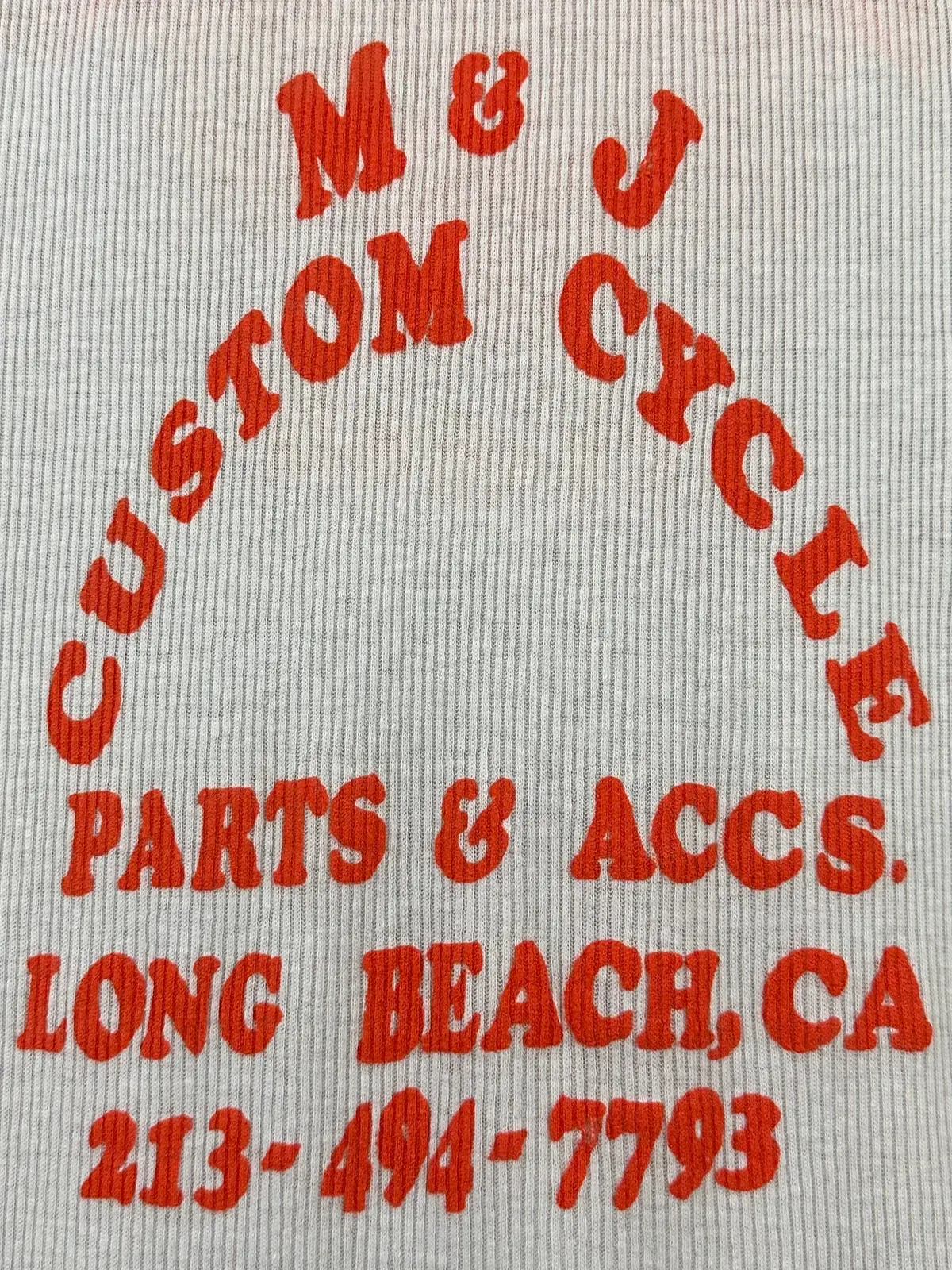 Vintage 70S 1970S M&J Custom Cycle Long Beach X Way Out West El Paso Motorcycle Shop Biker Tank Top Sleeveless Ribbed Undershirt White Brut Label Mens Small S 11X28 1
