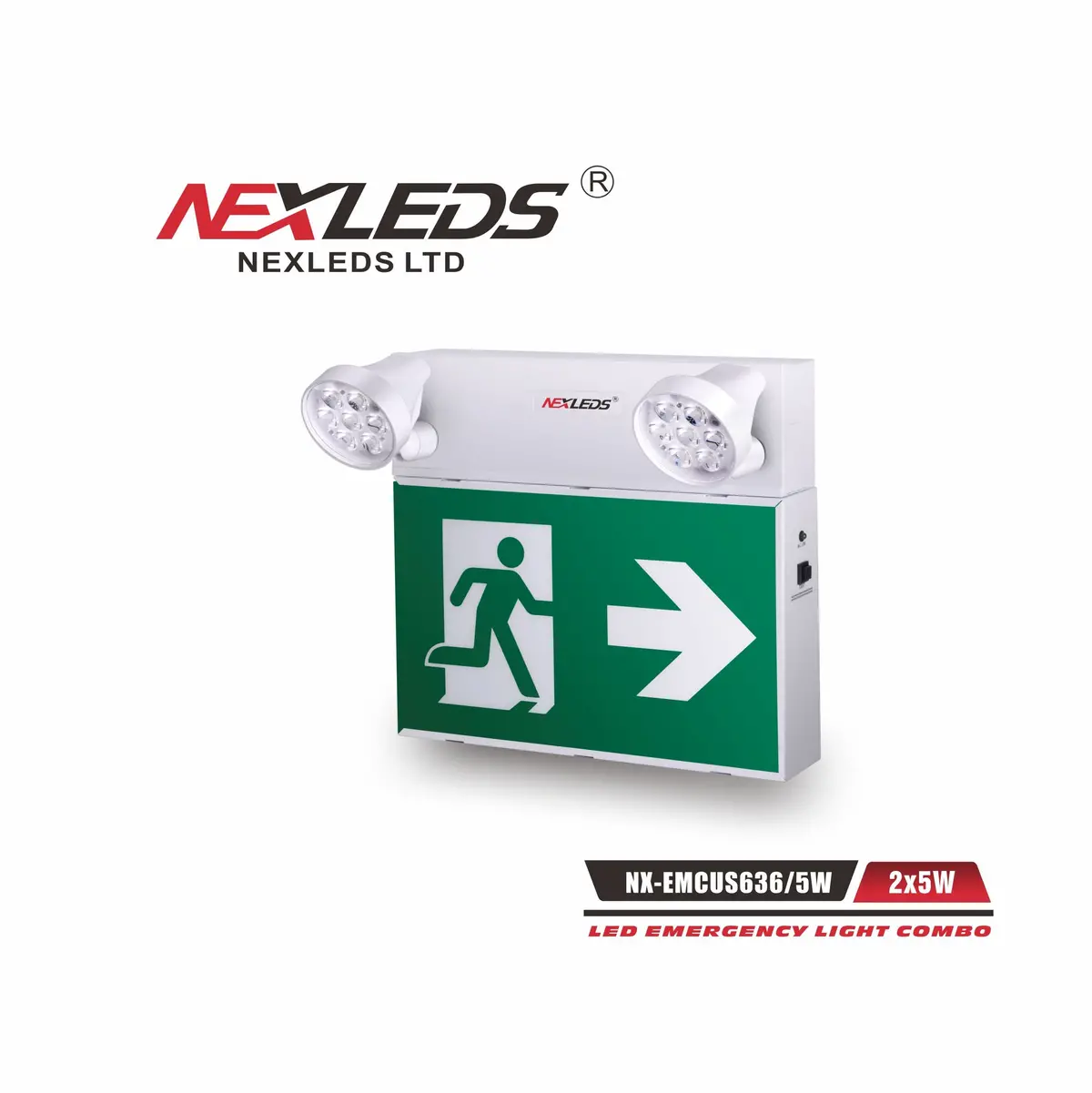 Nx-Emcu636/5W Steel Comination C-W (2) 5W Led Heads 120-347V 36Watt 30Min 1