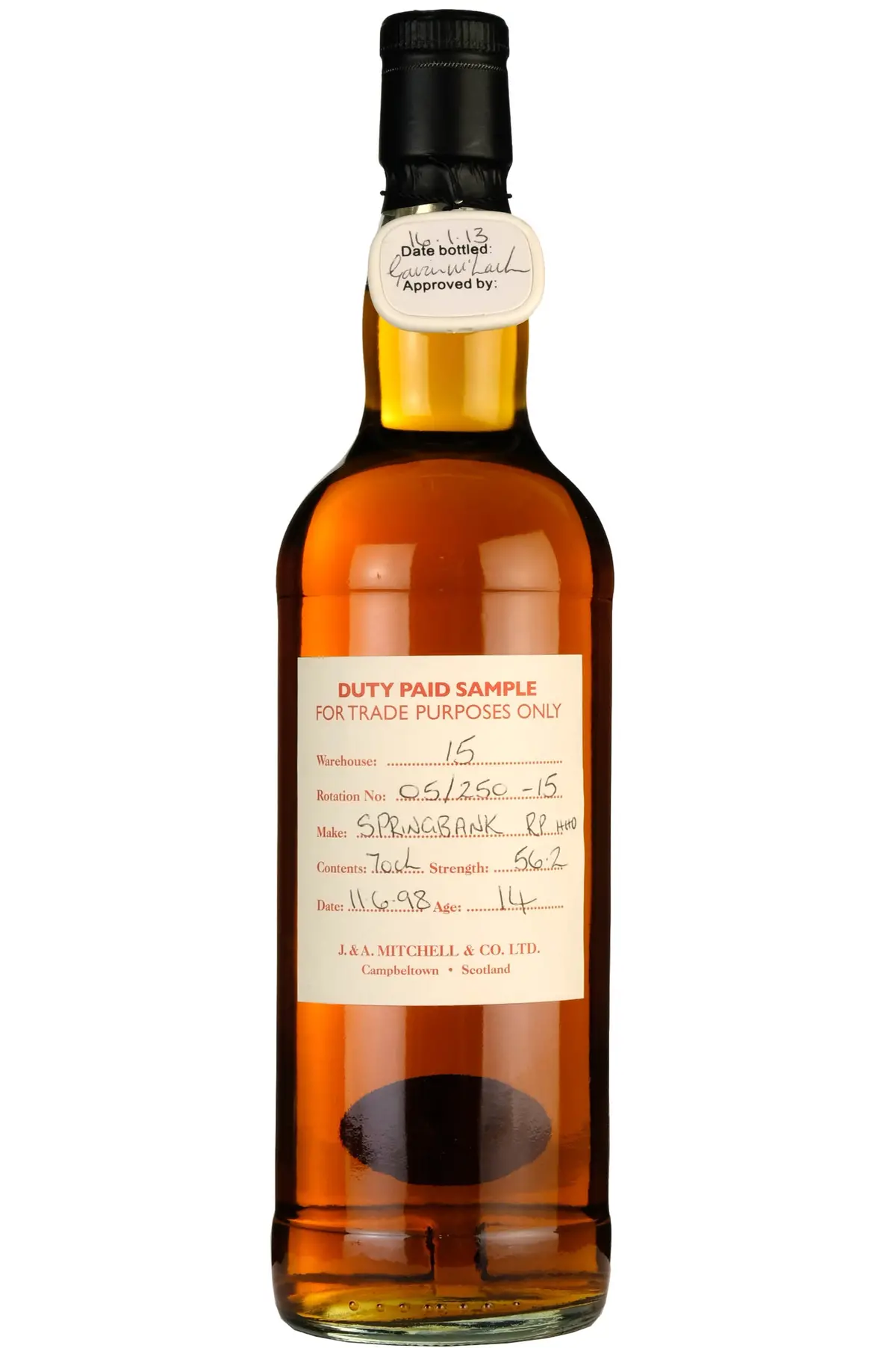Springbank 1998-2013 | 14 Year Old Duty Paid Sample 1