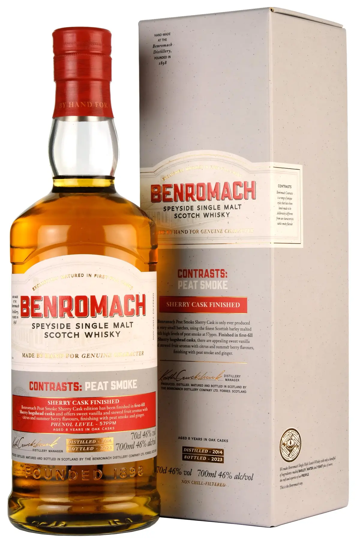 Benromach 2014-2023 Contrasts Peat Smoke Sherry Cask Matured 1