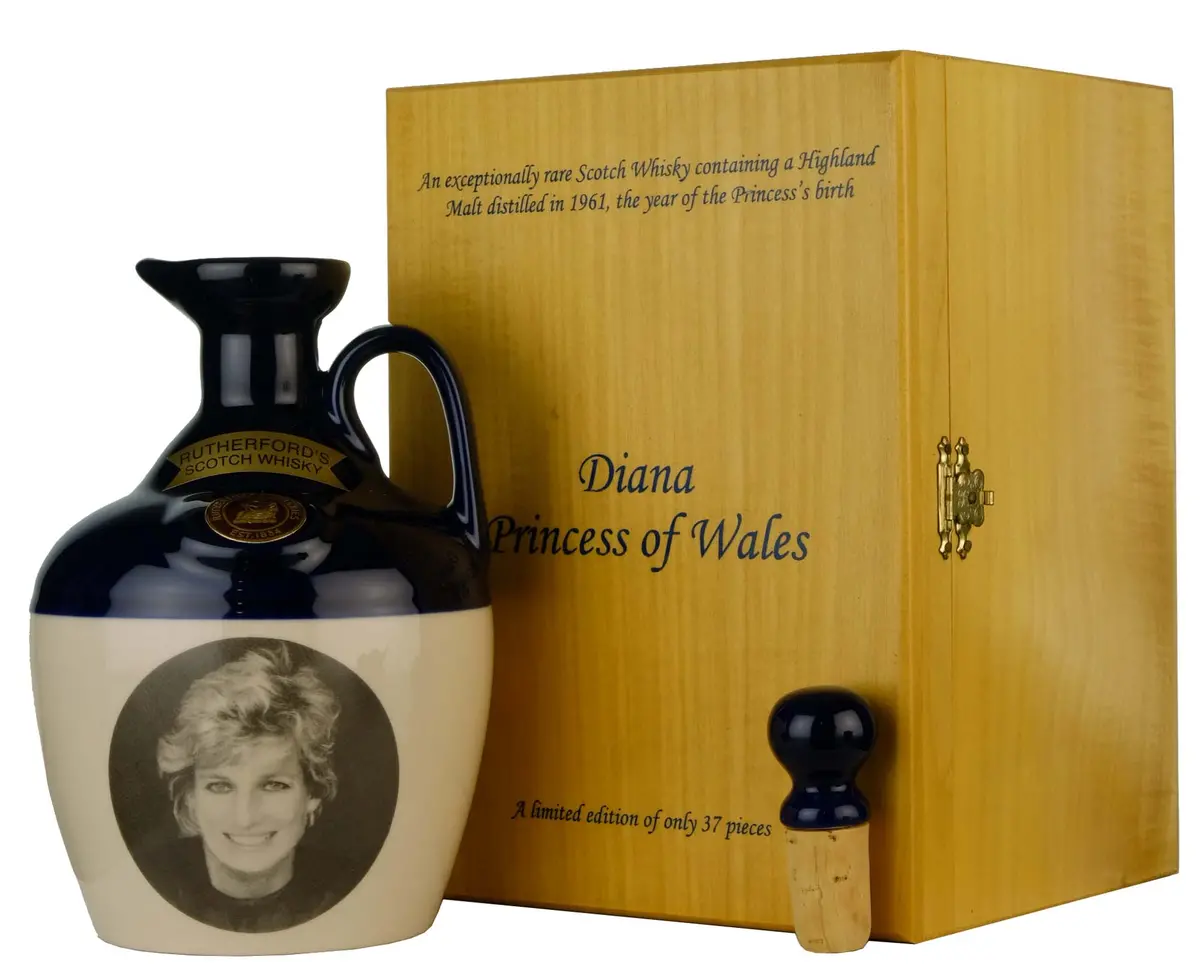 Rutherford's 1961 Highland Pure Malt Decanter | Diana Princess Of Wales (Black & White Print) 1