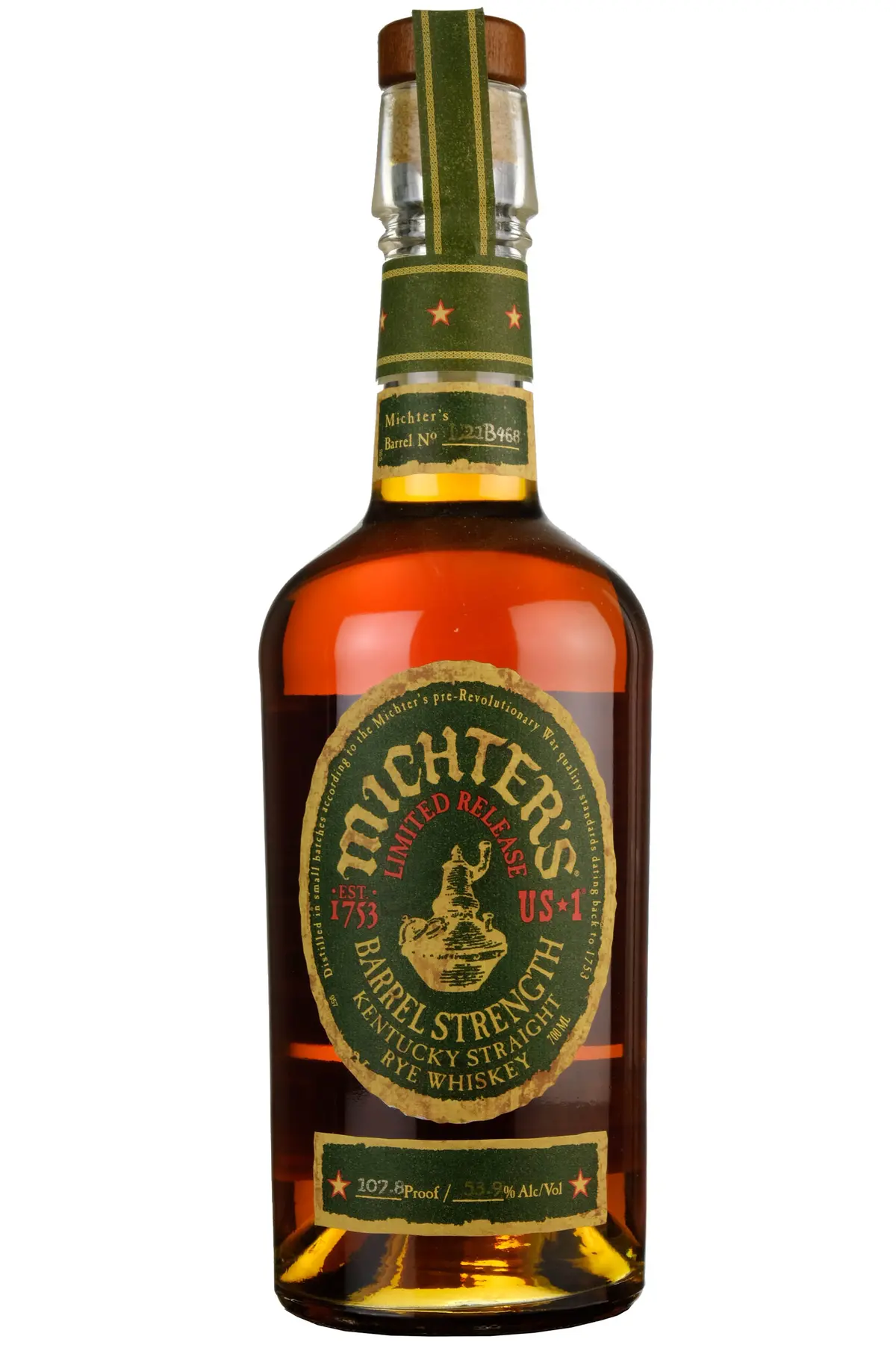 Michter's Us*1 Barrel Strength Rye Single Barrel L21b468 Bottled 2021 1