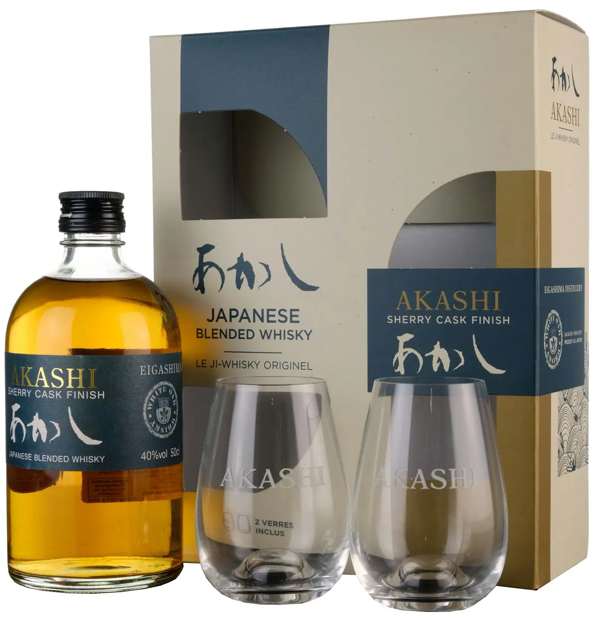 White Oak Akashi Sherry Cask Finish Gift Pack + 2 Glasses 1