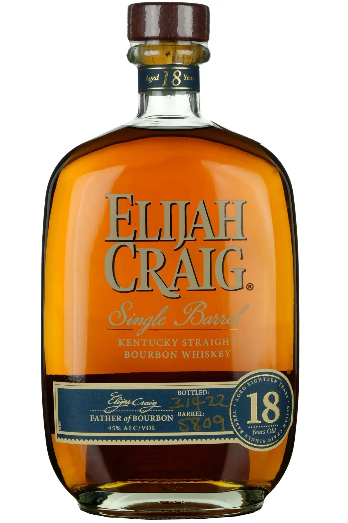 Elijah Craig 18 Year Old Single Barrel 5809 Bottled 2022 1
