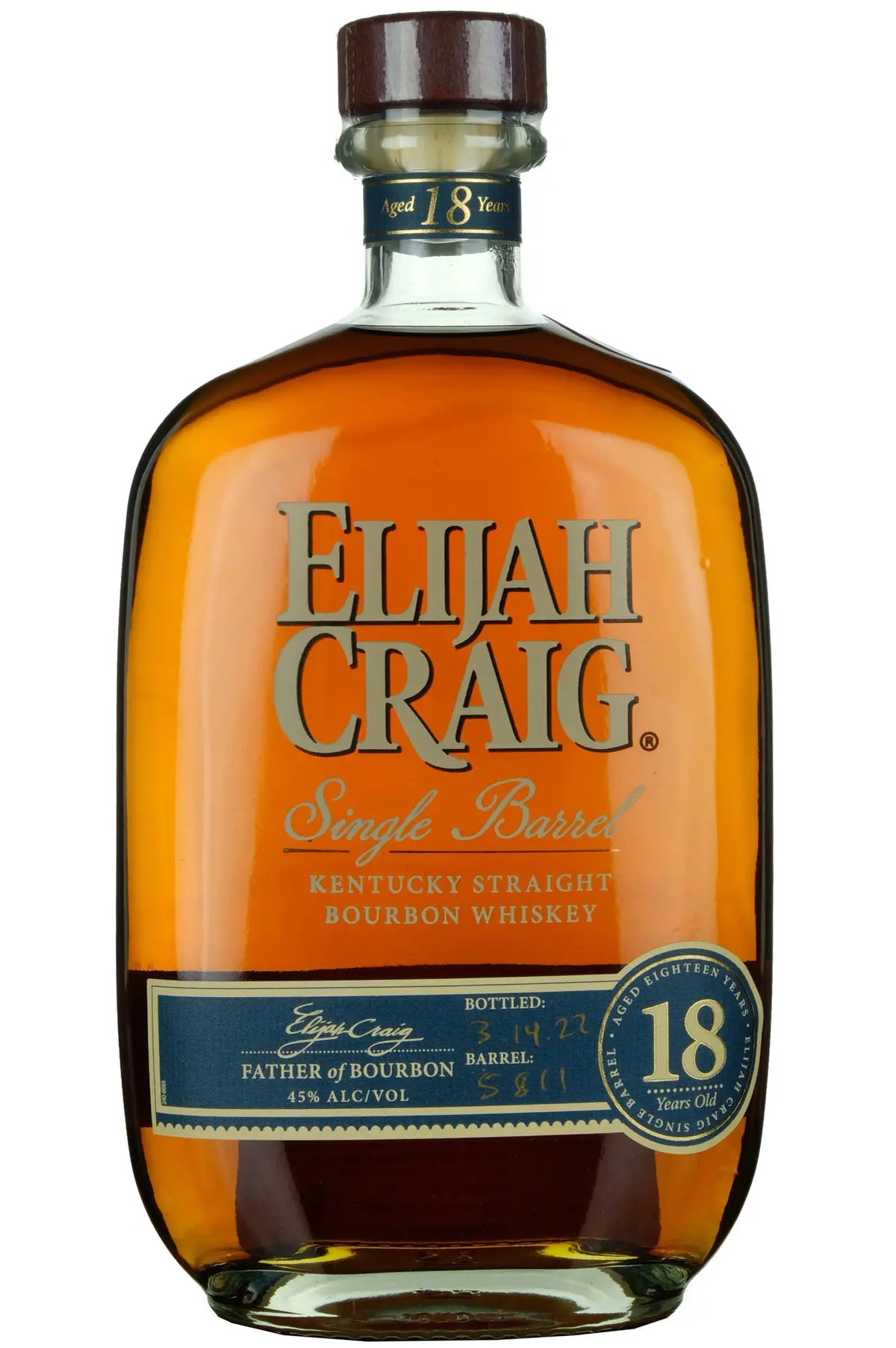 Elijah Craig 18 Year Old Single Barrel 5811 Bottled 2022 1