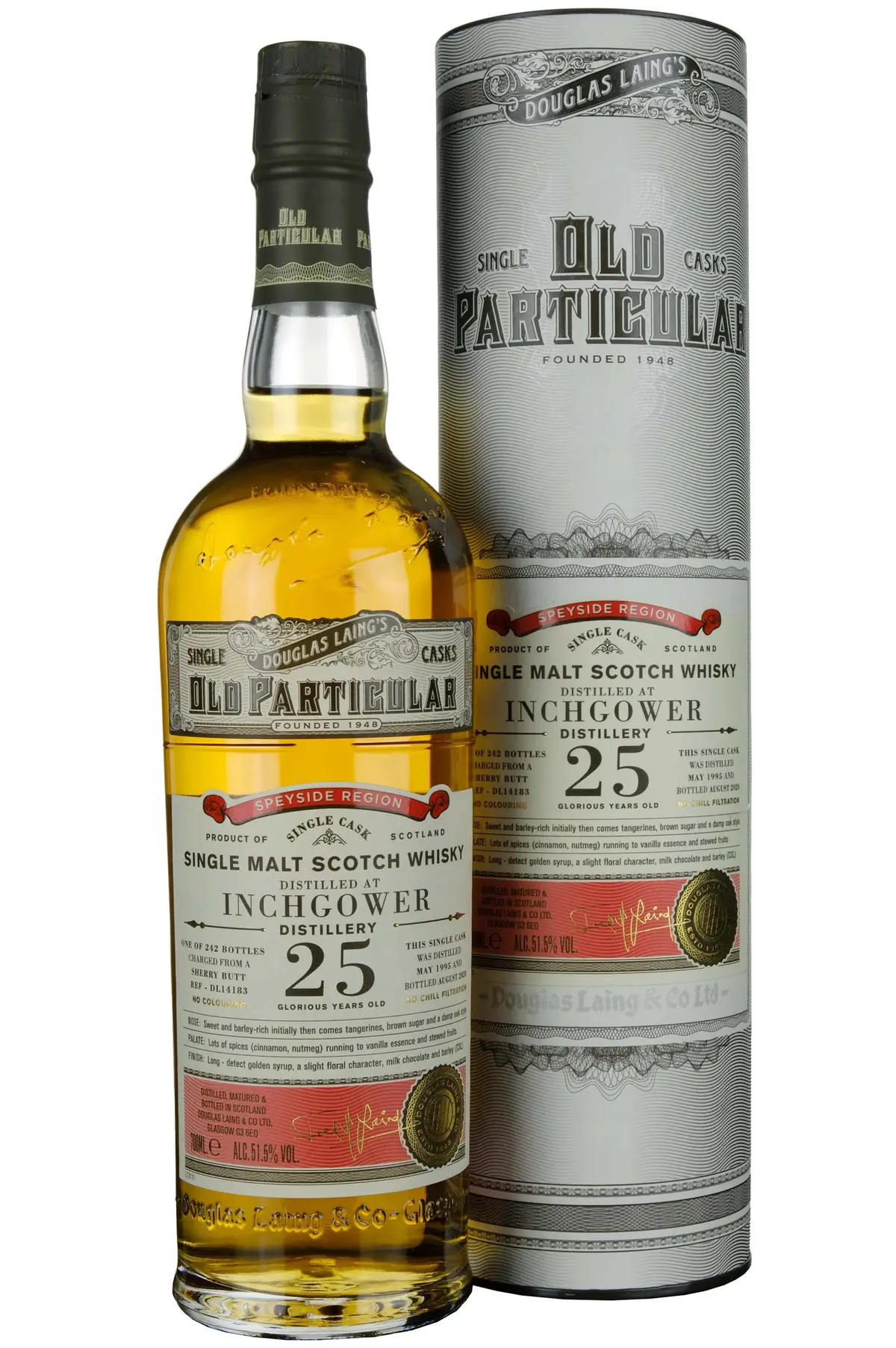 Inchgower 1995-2020 | 25 Year Old Douglas Laing Old Particular Single Cask Dl14183 1
