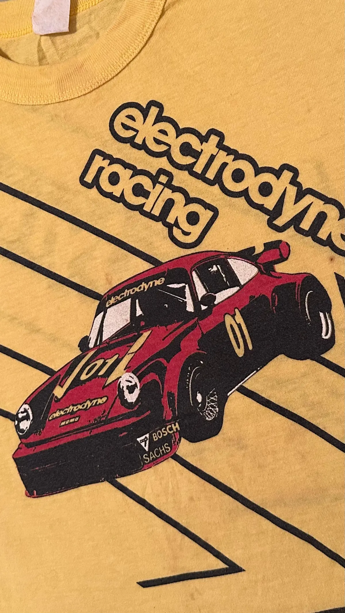 Vintage 80S 1980S Electrodyne Racing Porsche 934 Rsr Turbo 911 Carrera T Shirt Automotive Auto Yellow Mens Small S *******Cw 1