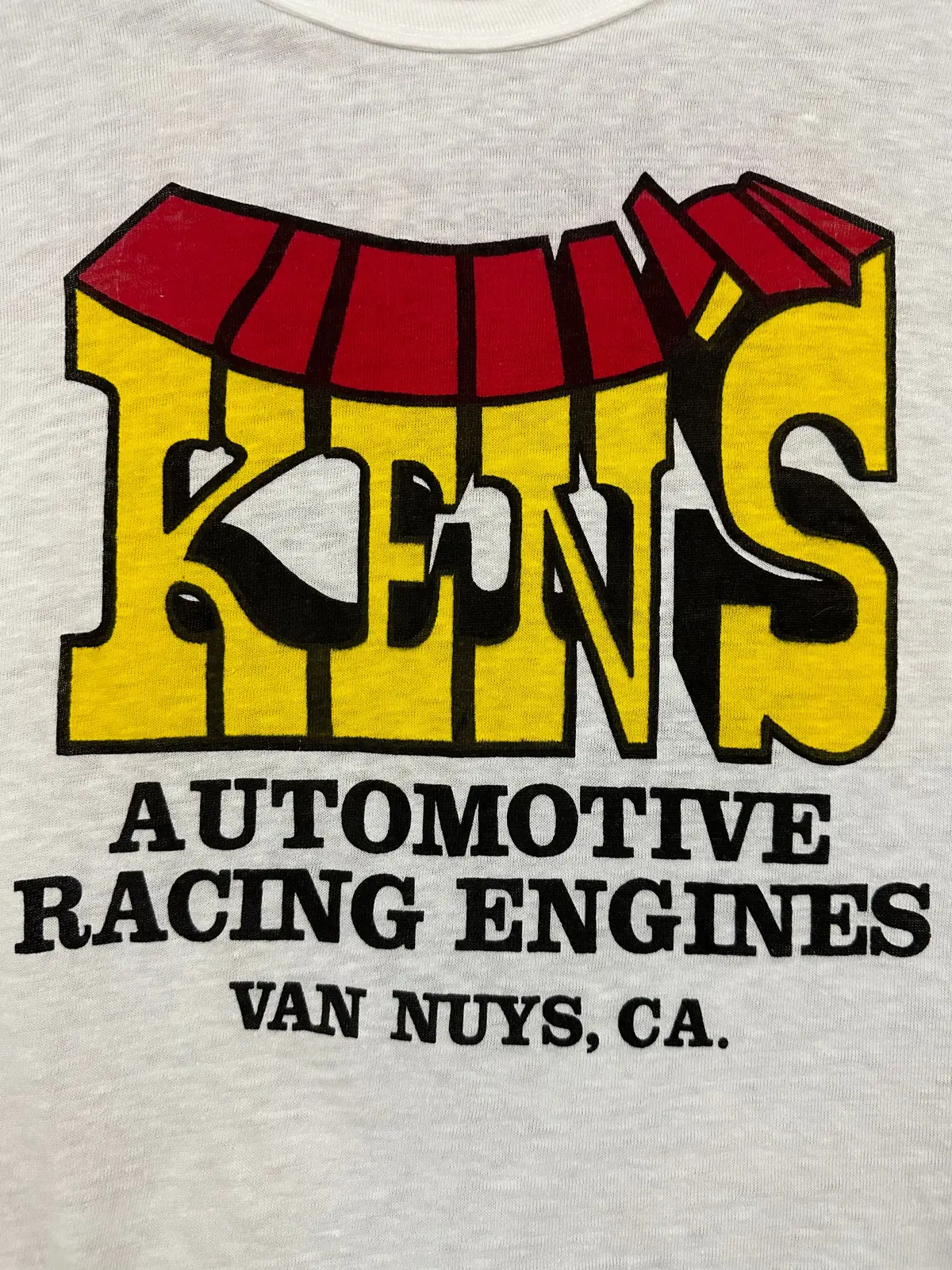 Vintage 70S 1970S Kens Automotive Racing Engines T-Shirt Van Nuys California Speed Shop White Hanes Mens Xs Extra Small 1