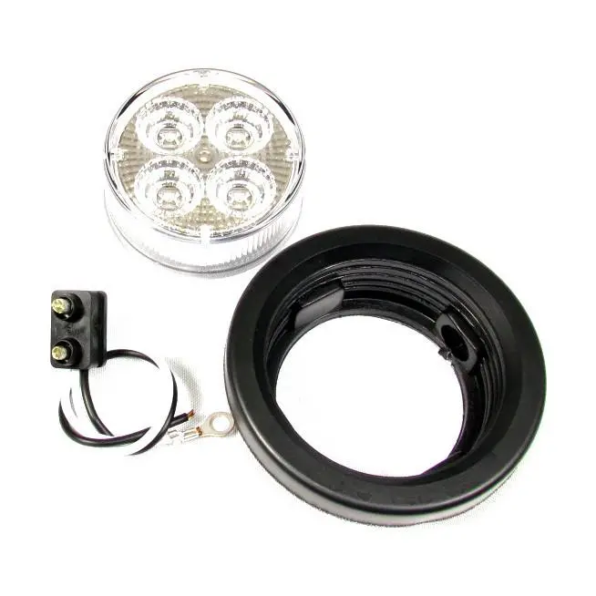 2-1/2" Clear Lens Round Red Led Marker Light W/ 4 Led Lights - 24 Volts 1