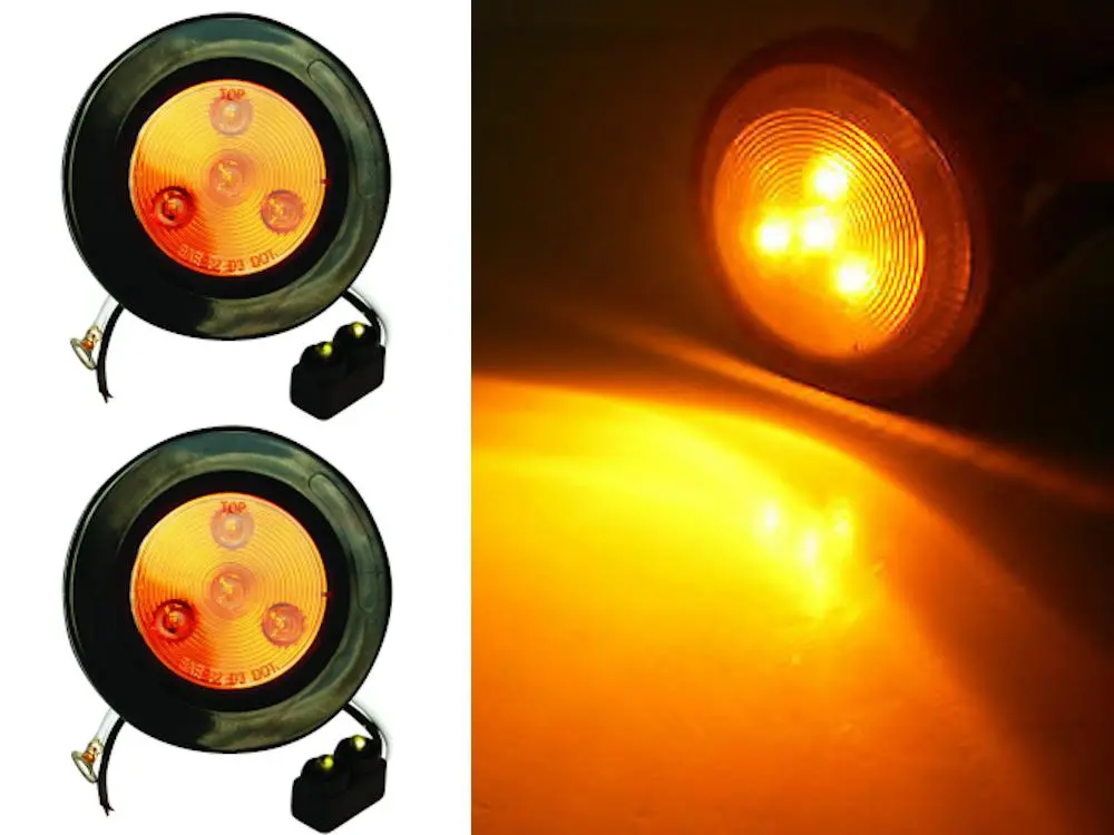 Fortpro 2-1/2" Amber Round Clearance/Marker Led Light With 4 Leds And Amber Lens - 2 Pack | F235169 1