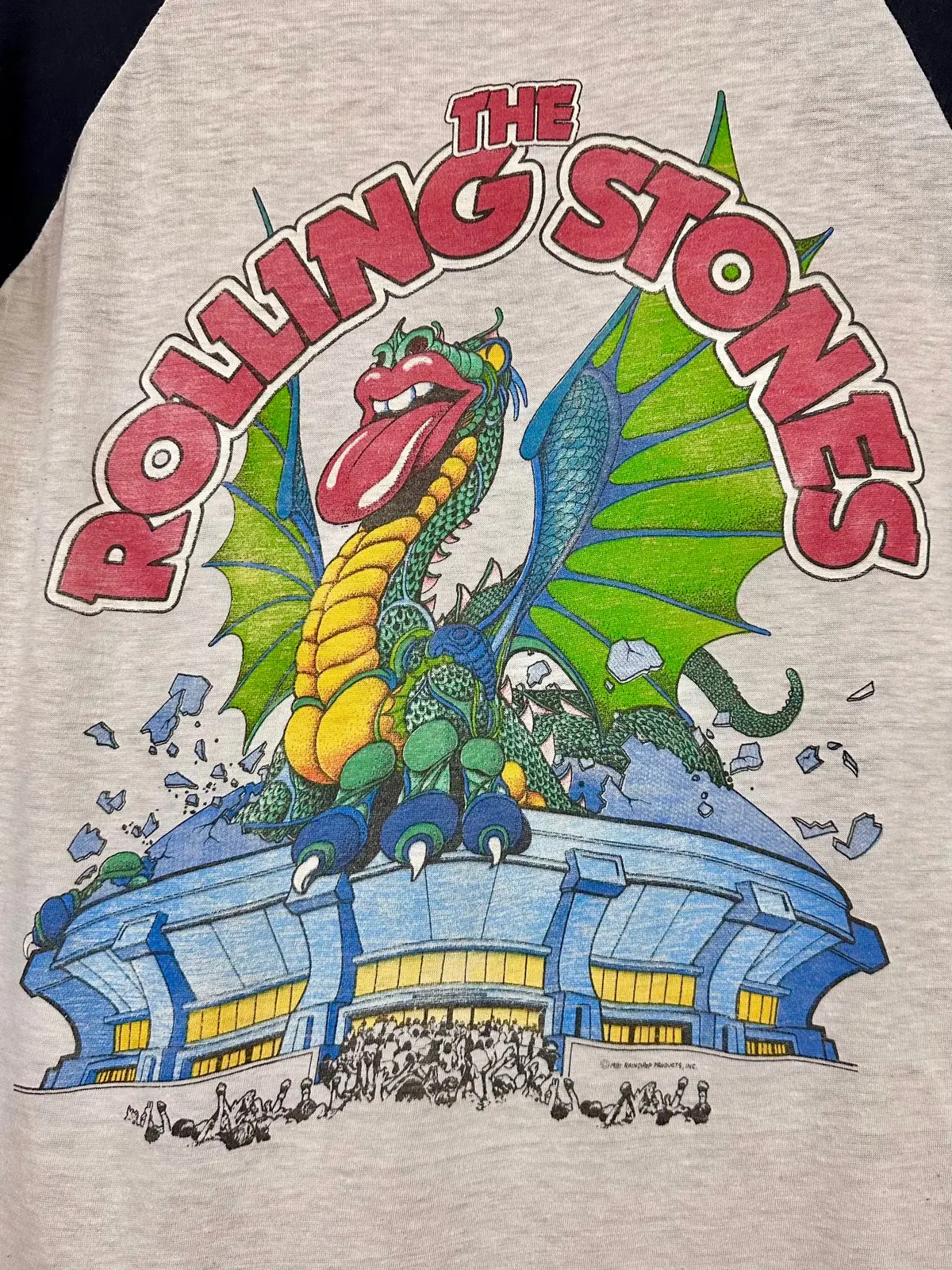 Vintage 80S 1980S 1981 The Rolling Stones Tattoo You North American Rock Concert Tour T-Shirt Raglan Sleeve Jersey Sold Out Fall Dates Dragon Stadium Paper Thin Burnout Soft Faded Mens Small S 17.25X26.5 1