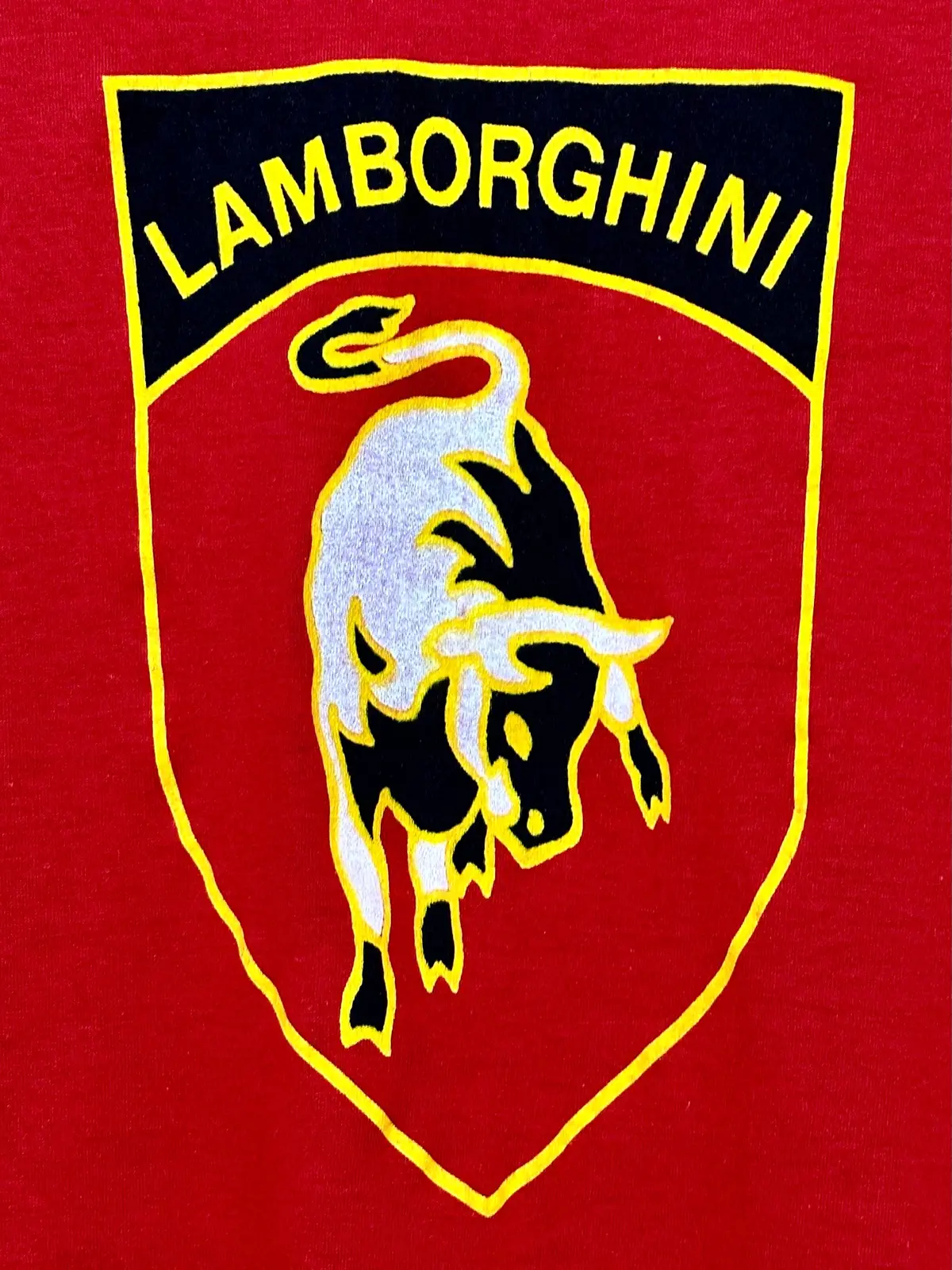 Vintage 80S 1980S Lamborghini T-Shirt Italian European Car Company Auto Automotive Mens Red Screen Stars Label Mens Extra Small Xs 1