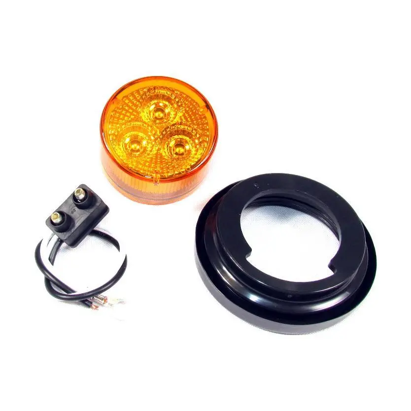 2" Round Led Amber Marker Light W/ 3 Led Lights - 24 Volts 1