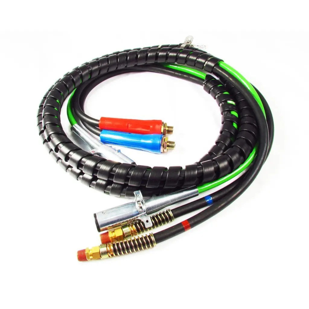 Fortpro 15Ft 3 In 1 Abs And Air Hoses Assembly Wrap | 7 Way Electrical Abs Trailer Cord Cable & 2 Air Hoses | Replace 42045656, 451098, 169157 | F235507 1