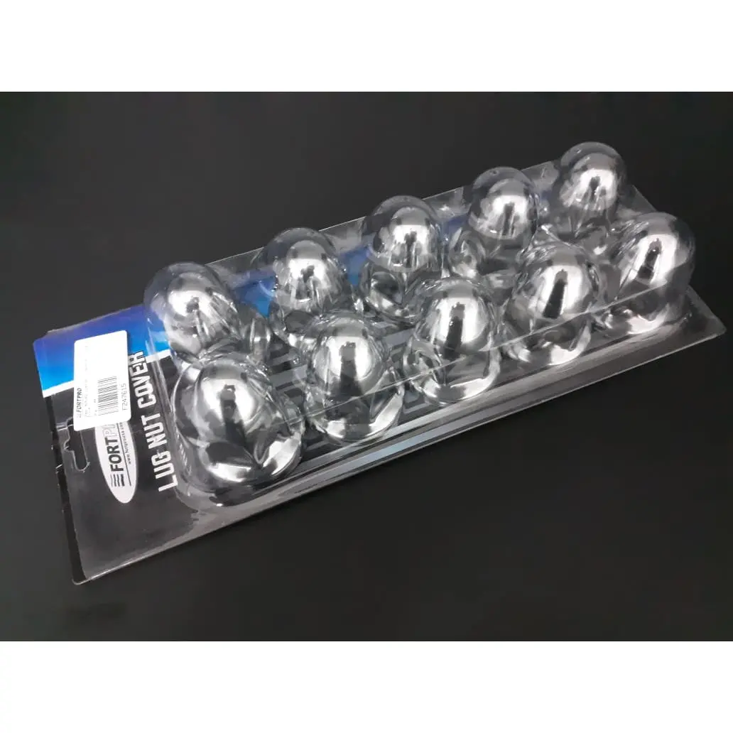 Fortpro 33Mm X 2 1/4" Chrome Pointed Push-On Nuts Covers - 10 Pack | F247615 1