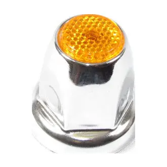 Fortpro 33Mm X 2 1/8" Chrome Push-On Nuts Covers With Amber Top Reflector - 10 Pack | F247616-A-10Qty 1