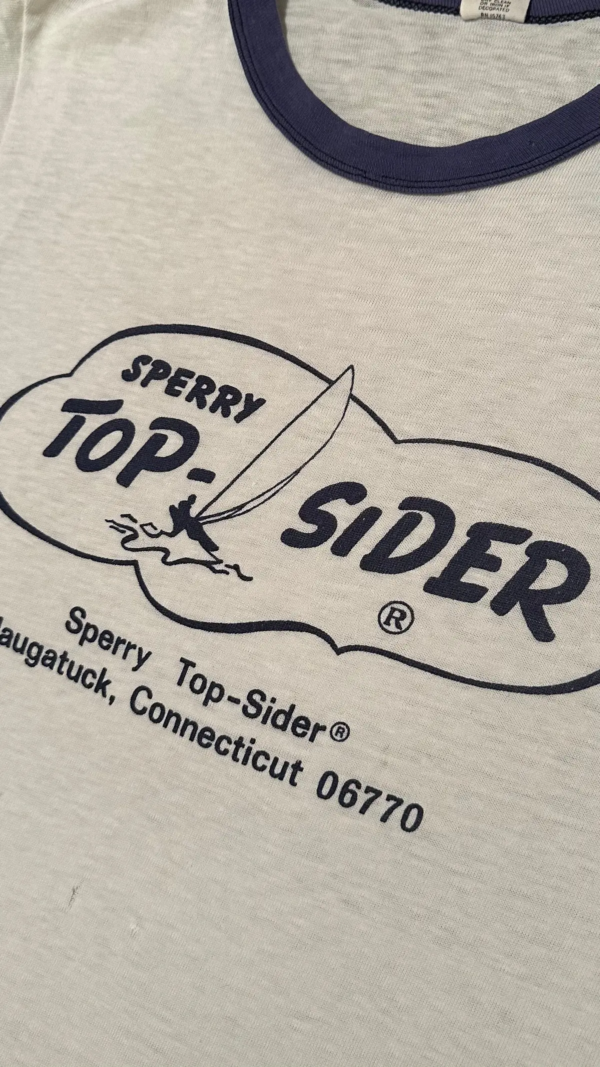 Vintage 70S 1970S Sperry Top-Sider Naugatuck Connecticut Ringer T Shirt Nautical Sailing Footwear Boat Shoe Company Soft Paper Thin Burnout Mens Extra Small Xs****** 1