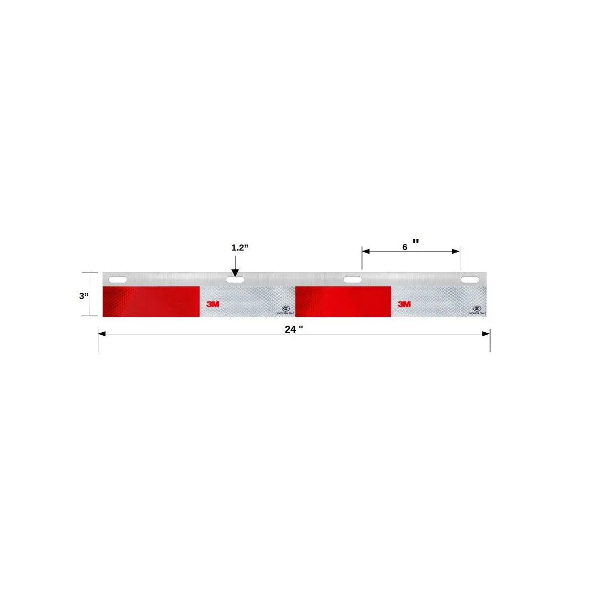 Fortpro 24"X3" Aluminum Plate With 3M Reflective Tape For Straight Mud Flap Hanger Sold By Pair | F247595 2