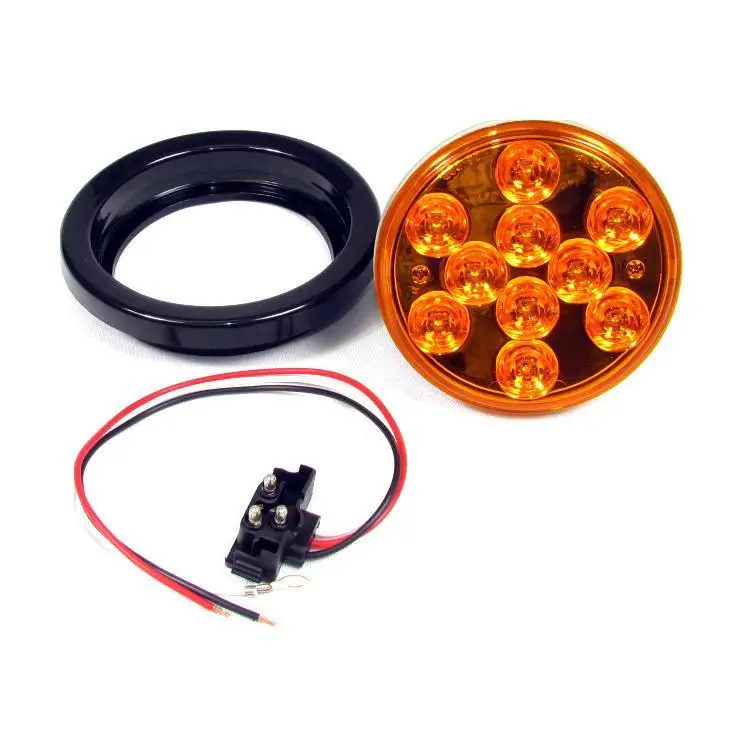 4" Round Amber Led Light With 10 Leds - 24 Volts For Tail/Turn Lights 1