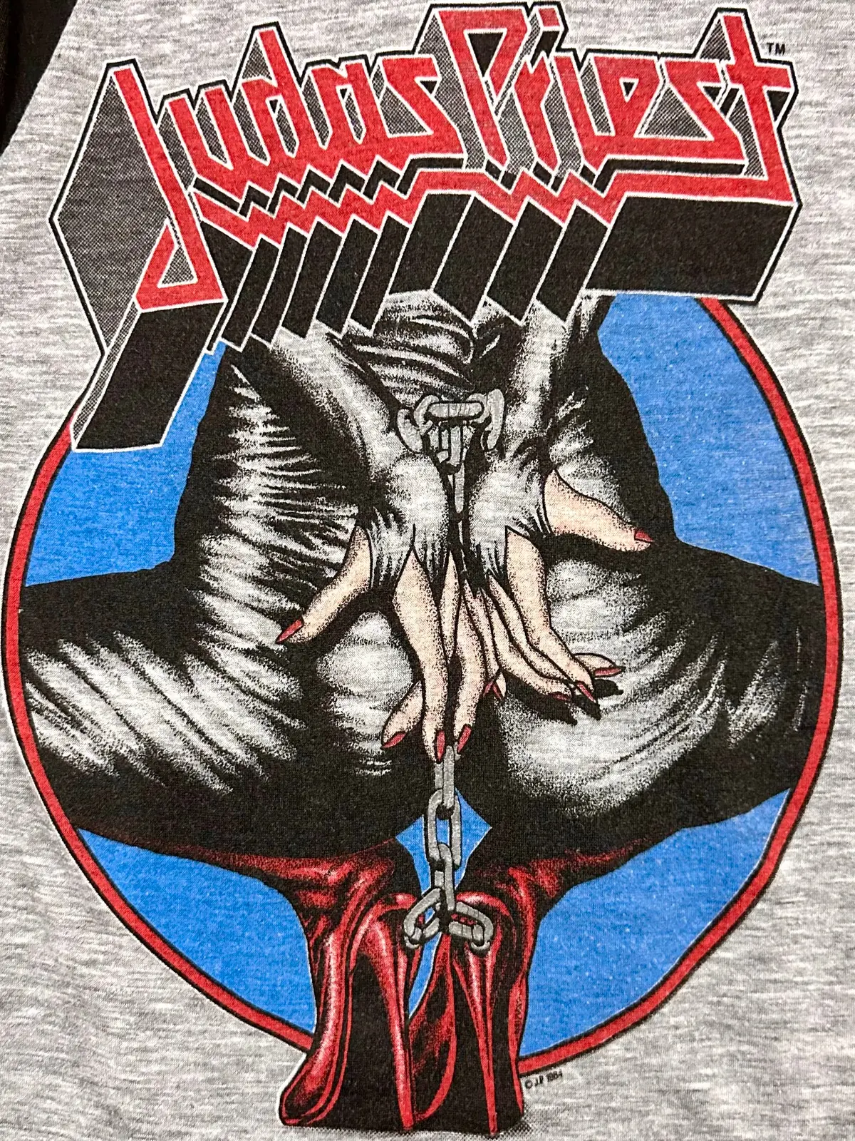 Vintage 80S 1980S 1984 Judas Priest Keep The Faith Defenders Tour Heavy Metal Rock Concert T-Shirt Jersey Sleeveless Cut-Off Tank Top Defenders Of The Faith Bdsm Bondage Graphic Thin Soft Gray Black Mens Extra Small Xs 15X23 1