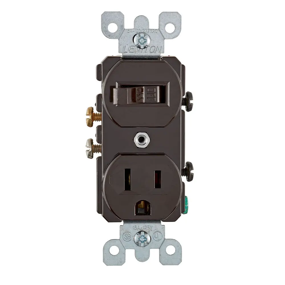 5225 Brown Combination Switch - 1Po/Rec 2Po 3-Wire, 15A 120V, 15A 125V 1