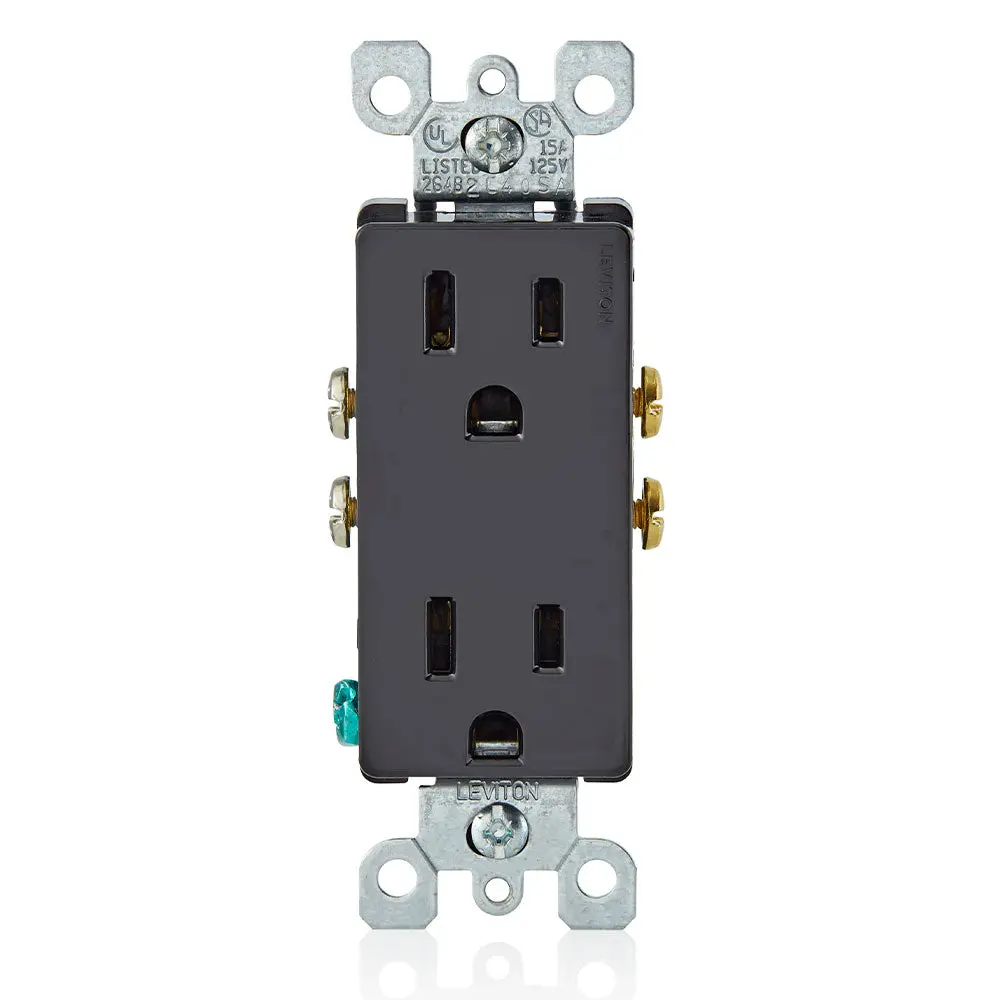 5325-E  15 Amp Decora Duplex Outlet/Receptacle, Grounding, Black 1