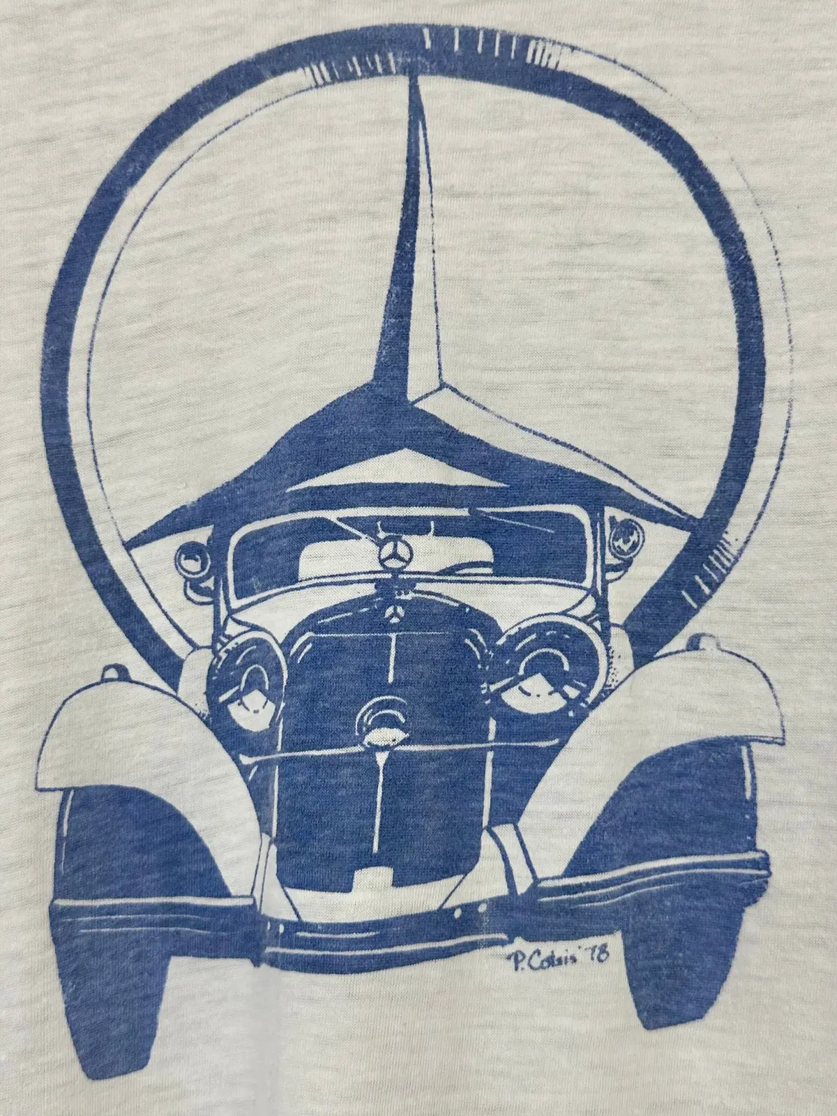 Vintage 70S 1970S 1978 Mercedes Benz 770 T-Shirt German Classic Car European Automotive Paper Thin Burnout White Mens Large L 1
