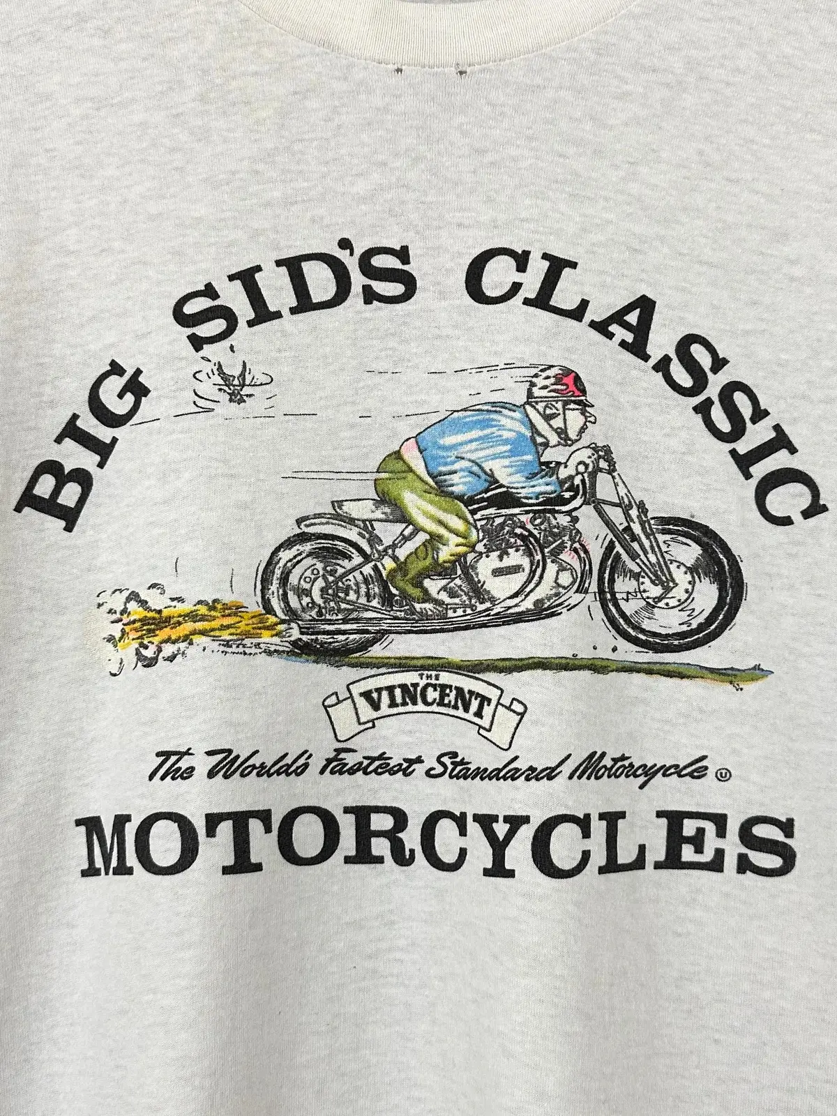 Vintage 80S 1980S Big Sids Classic Motorcycles Vincent Dealer Biker T-Shirt Norfolk Virginia White Stedman Mens Medium M 20.5X27 1