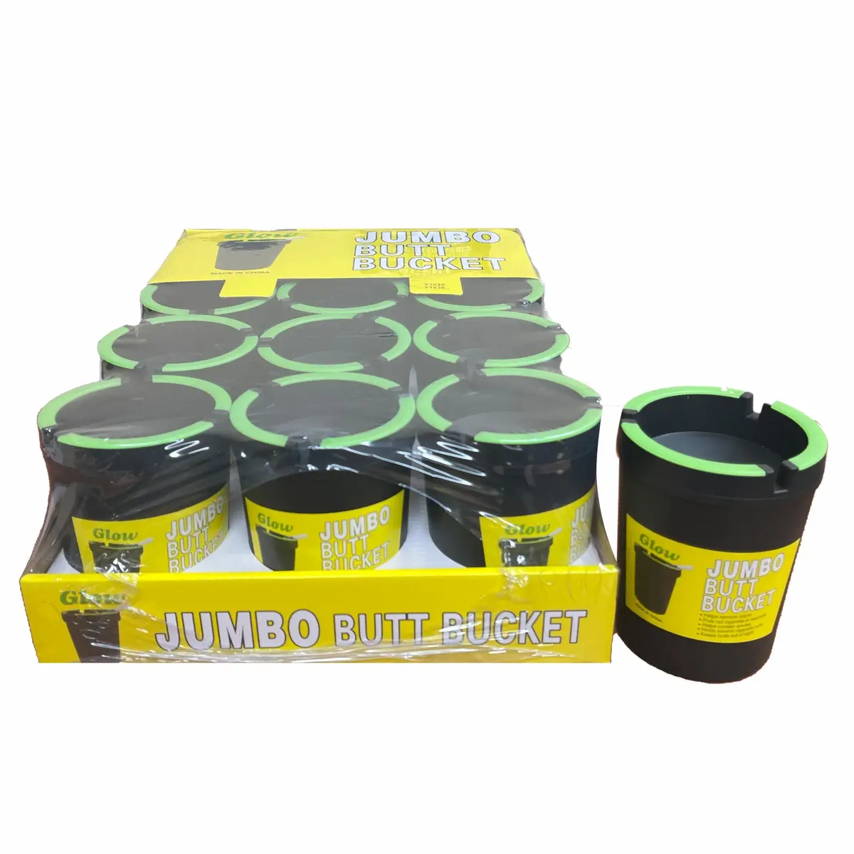 Butt Bucket Glow In Dark  Ashtray Jumbo (12Pc/Disp) (48/Cs) - New 1