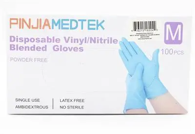 Supp Disp Glvs Pinjia Medtek Vinyl/Nitrile Blend M 100/Box 1