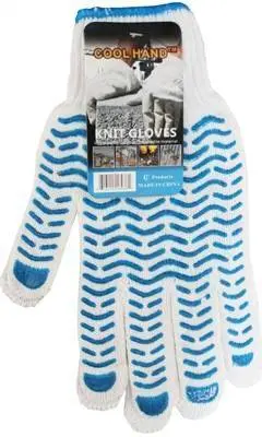 Glvs (D) Fishing White Knit W/Blue Grip (240) 1