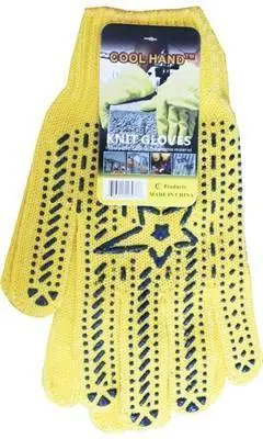 Glvs (D) Fishing Yellow Knit W/Blk Grip (240) 1